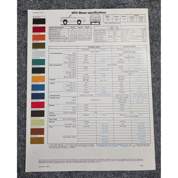 1972 Chevrolet Trucks Blazer Sales Brochure Vintage Advertising 8.5x11 Vtg - Picture 3 of 6